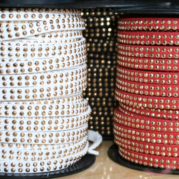 スタッズ ゴールド スエード フェイク 紐  5mm幅 20cm 計り売り