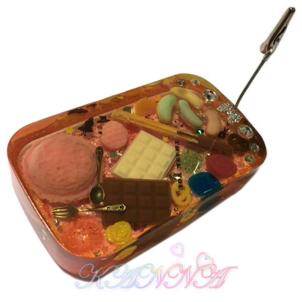 でか！！クリスタルレジンのスイーツデコ メモスタンド オレンジピンク系 by KANNA