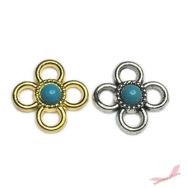 ミニフラワー フェイクターコイズ コネクター 12mm