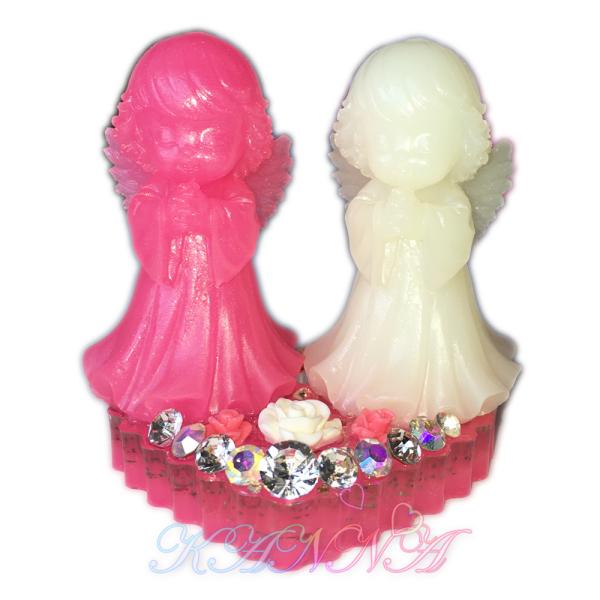 激可愛♪レジン製お祈りエンジェルさんとお花のインテリア ピンク×ホワイト  by Kanna