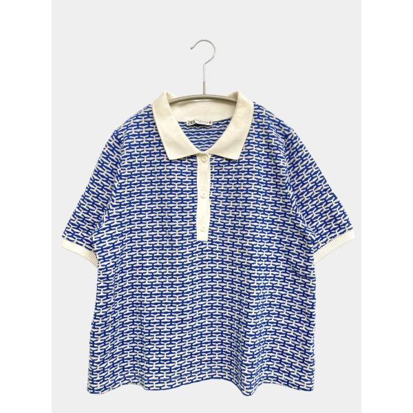 ZARA ザラ ポロシャツ M ブルー レディース