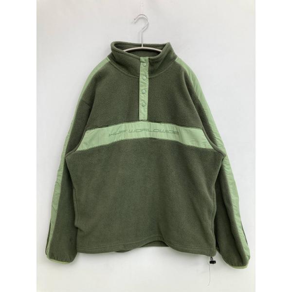 HUF ハフ トップス M グリーン ナイロン 無地 ブランドロゴ ライン柄 ミドル丈 メンズ