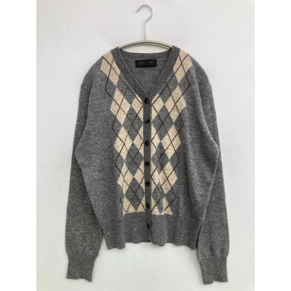 ZARA ザラ カーディガン/ボレロ M グレー ニット その他総柄 ミドル丈 長袖 レディース