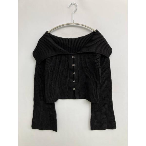 Heather ヘザー カーディガン/ボレロ F ブラック コットン ウール・ニット ショート丈 長...