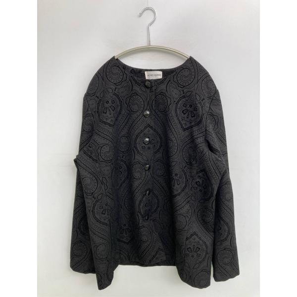ALFRED DUNNER アルフレッドダナー ノーカラージャケット 12 ブラック ペイズリー柄 ...