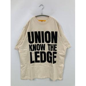 UNION ユニオン Tシャツ/カットソー III ベージュ 前面プリント ブランドロゴ ミドル丈 半袖 クルーネック(丸首) メンズ レディース