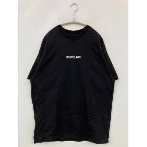 WHITELAND Tシャツ/カットソー L ブラック 前面プリント バックプリント ブランドロゴ ミドル丈 半袖 メンズ レディース