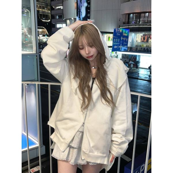 GRANCY パーカー M アイボリー コットン スウェット 無地 その他総柄 ジップアップ 長袖 ...