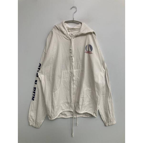 Cotton seed パーカー L ホワイト コットン 前面プリント バックプリント ブランドロゴ...