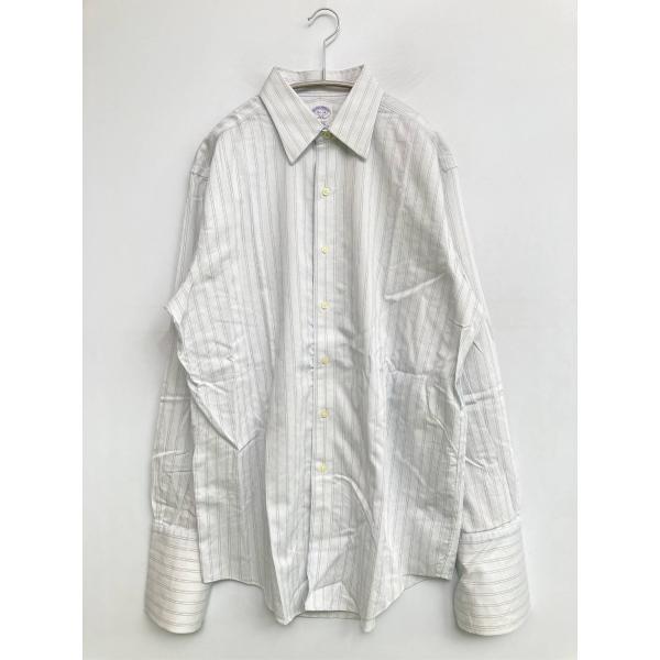 Brooks Brothers ビジネスシャツ 15 1/2-34 ホワイト コットン ストライプ柄...