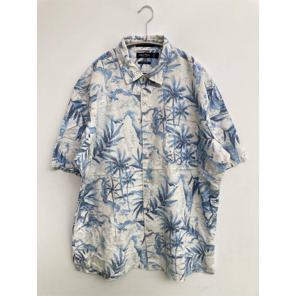 NAUTICA ノーティカ シャツ/ブラウス L ホワイト コットン リネン・麻 花柄・ボタニカル柄...