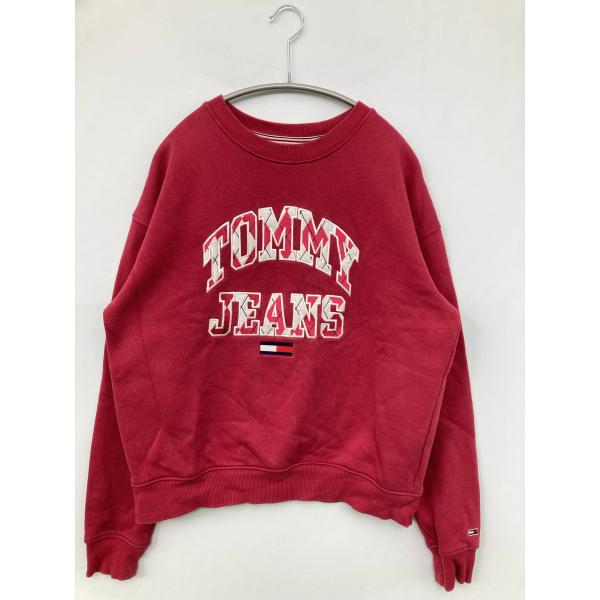 TOMMY JEANS トミージーンズ スウェット S レッド コットン 前面プリント ブランドロゴ...