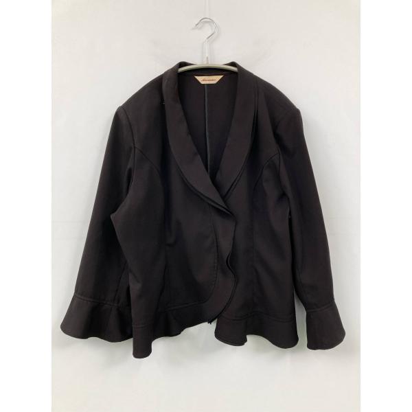 Avemme ノーカラージャケット 21ABR88 ブラック ストレッチ 無地 フリル ショート丈 ...