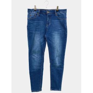 ANTIQUA アンティカ デニムパンツ XL ブルー フルレングス 無地 スキニー・タイト テーパード レギュラー ヴィンテージ レディース