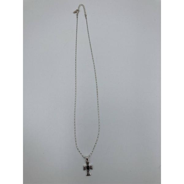 ネックレス シルバー クロスモチーフ その他金属 オニキス メンズ レディース