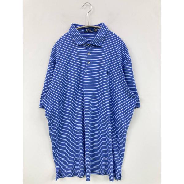 Polo Ralph Lauren ポロラルフローレン ポロシャツ XL ブルー ボーダー柄 ワンポ...