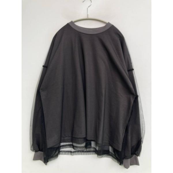 JaVa ジャバ Tシャツ/カットソー L グレー バックプリント ブランドロゴ ミドル丈 長袖 ク...