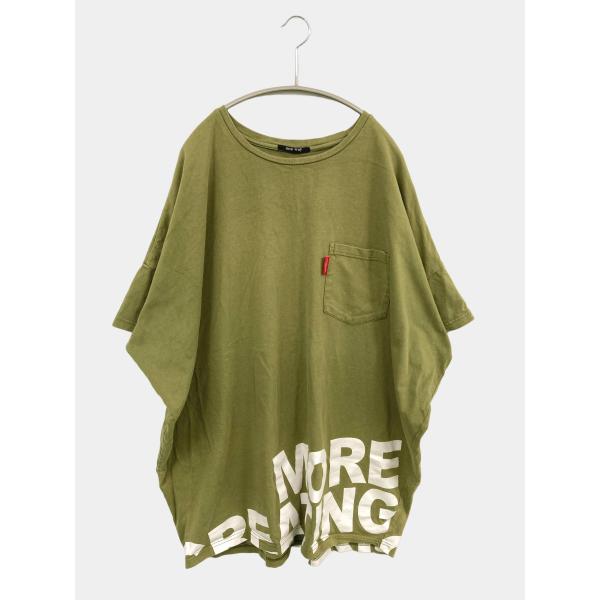 One Way ワンウェイ Tシャツ/カットソー M カーキ 前面プリント バックプリント ミドル丈...