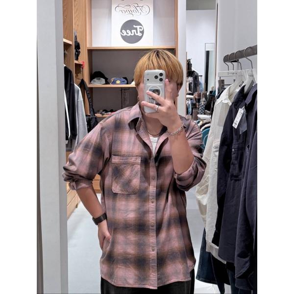 BAYFLOW ベイフロー シャツ/ブラウス 4 ピンク コットン 無地 チェック柄 長袖 レギュラ...