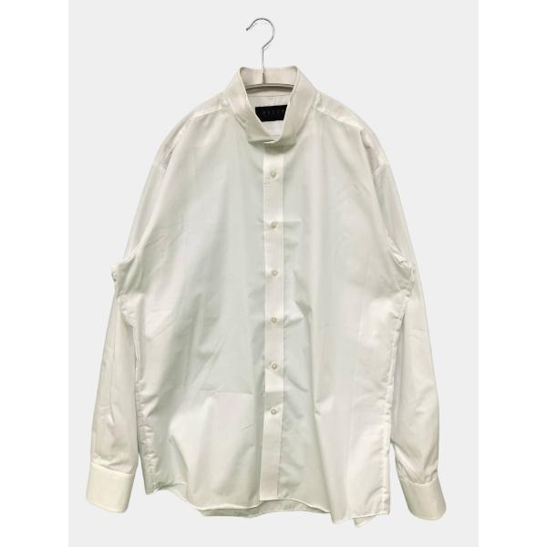 MAZZO ビジネスシャツ LL ホワイト 無地 長袖 ワイドカラー メンズ
