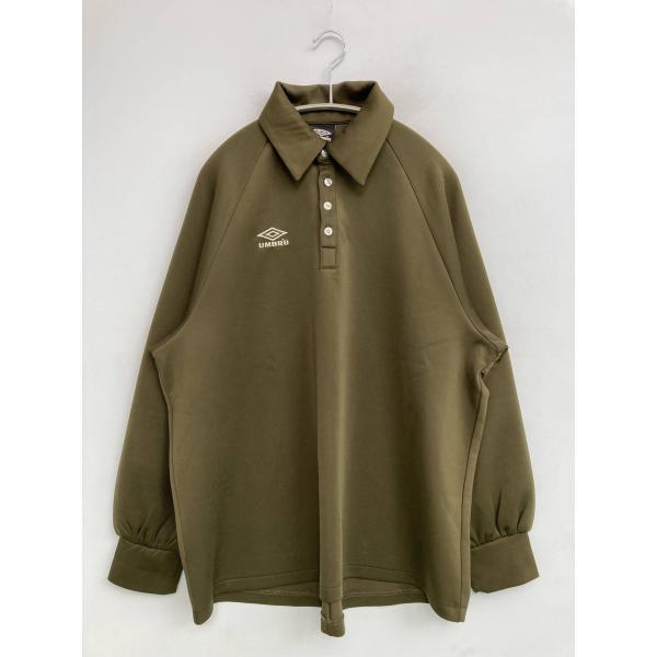 UMBRO アンブロ ポロシャツ M カーキ 無地 ブランドロゴ 長袖 レディース