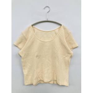 OHOTORO オオトロ Tシャツ/カットソー アイボリー 無地 ショート丈 半袖 Uネック レディース