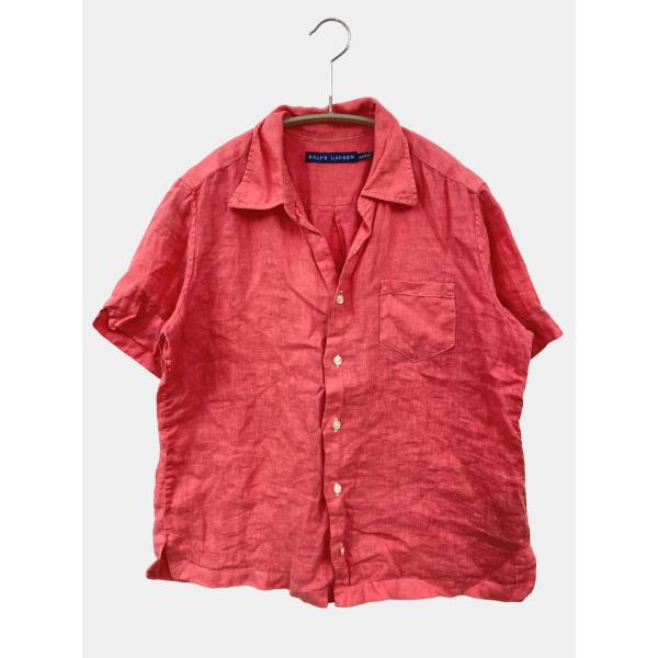 Ralph Lauren ラルフローレン シャツ/ブラウス 2 レッド リネン・麻 無地 ショート丈...