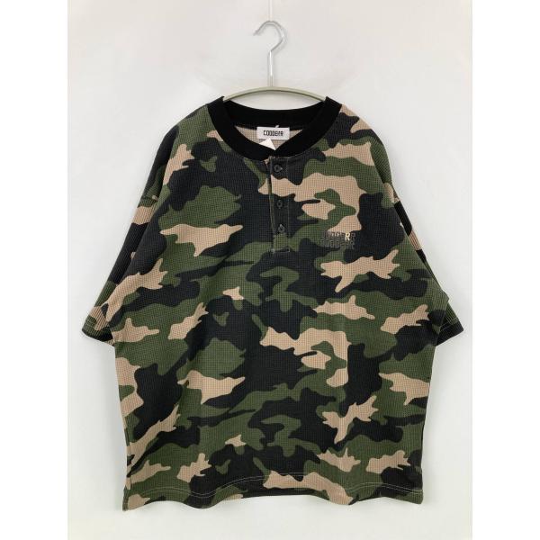 CODDERR Tシャツ/カットソー L カーキ カモフラージュ柄 ミドル丈 半袖 ヘンリーネック ...
