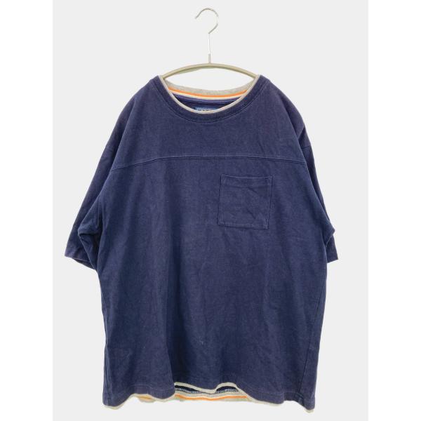 ills イルズ Tシャツ/カットソー L ネイビー 無地 ミドル丈 半袖 クルーネック(丸首) メ...