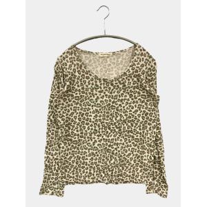 Laughter closet Tシャツ/カットソー M レオパード柄 ショート丈 長袖 Uネック レディース