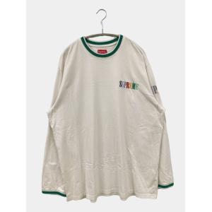 Supreme シュプリーム Tシャツ/カットソー L アイボリー 無地 ブランドロゴ ワンポイント ライン柄 ミドル丈 長袖 レディース