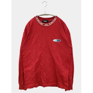 XLARGE エクストララージ Tシャツ/カットソー M レッド 無地 ワンポイント 長袖 ミドル丈 クルーネック(丸首) レディース
