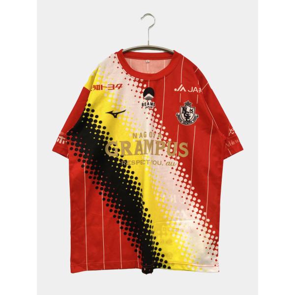 Tシャツ/カットソー F レッド ストライプ柄 前面プリント バックプリント ワンポイント ミドル丈...