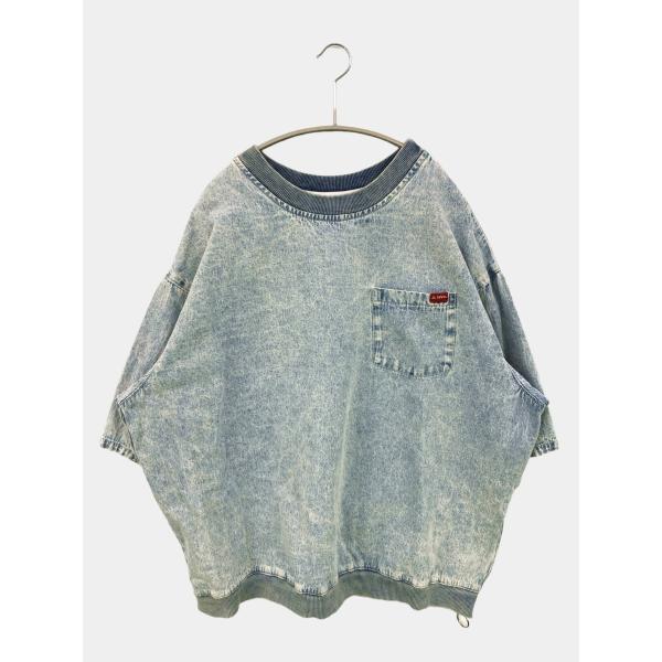 JaVa ジャバ Tシャツ/カットソー XL スカイブルー 無地 ワンポイント ライン柄 ショート丈...