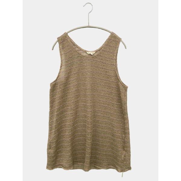 Basic Tone Clothes タンクトップ M ベージュ ボーダー柄 レディース