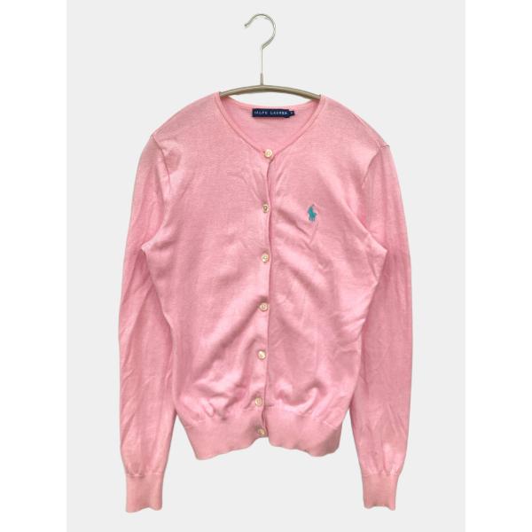 Ralph Lauren ラルフローレン カーディガン/ボレロ S ピンク コットン 無地 ワンポイ...