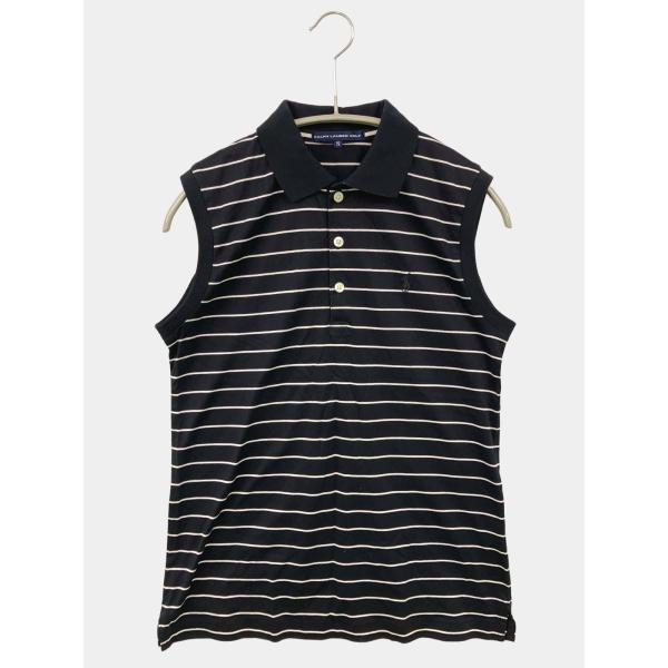 RALPH LAUREN GOLF ポロシャツ S ネイビー ボーダー柄 袖なし メンズ