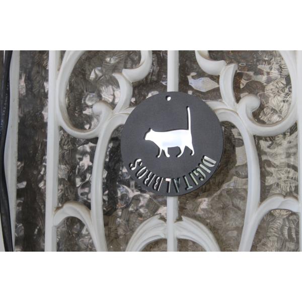 猫好き丸型ネーム彫刻ネームプレート