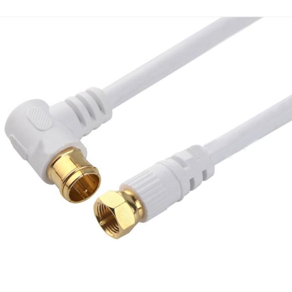 2m アンテナケーブル 同軸 ホワイト BS CS 地デジ L字 差込式 ネジ式 コネクタ 送料無料