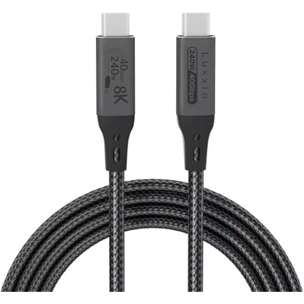 Luxxio USB4/Thunderbolt4 USB-C to Cケーブル 240W/40Gbp...