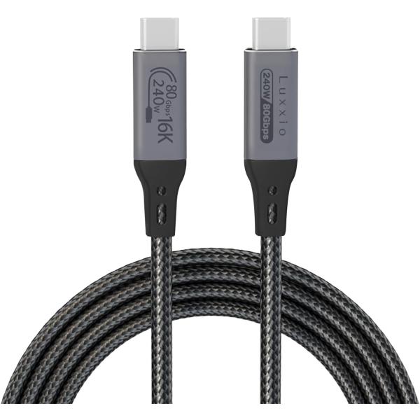 Luxxio USB4 2.0 Gen4/Thunderbolt5 USB-C to Cケーブル 2...