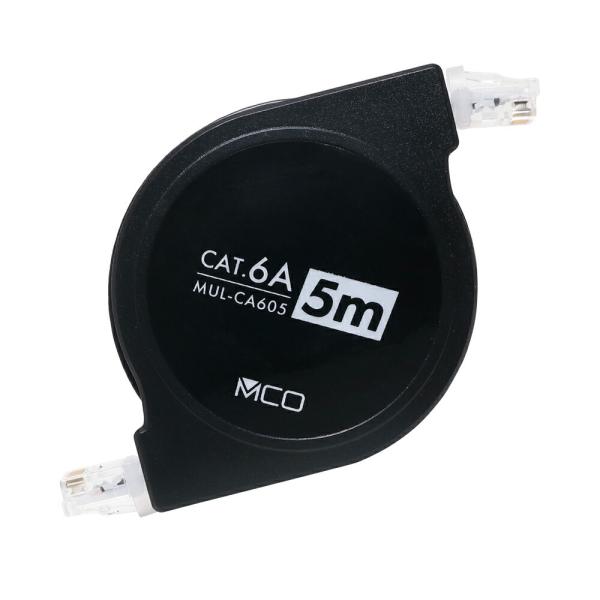 ミヨシ MIYOSHI MUL-CA605/BK コードリールLANケーブル 5.0m/カテゴリー6...