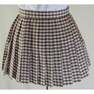 茶×白チェックプリーツスカート スカート丈30cm スクール