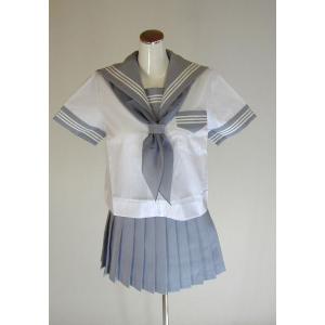 夏 NEWグレー セーラー服 上下セット (半袖 学販 学校制服 夏 NEWグレー セーラー服 上下セット (半袖 学販 学校制服