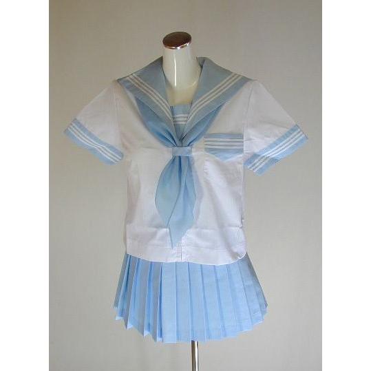 夏水色セーラー服 スクール 学校制服 通学 高校生 学生 中学生 学生服 オリジナル