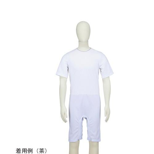 マツハシ 介護用ロンパース半袖（男女兼用）Mサイズ　衿ぐり糸色オレンジ　23-3132-00M  介...