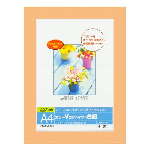 ナカバヤシ　カラーＶカット台紙Ａ４判／オレンジ／Ｖ　DGVM-A4-O/V