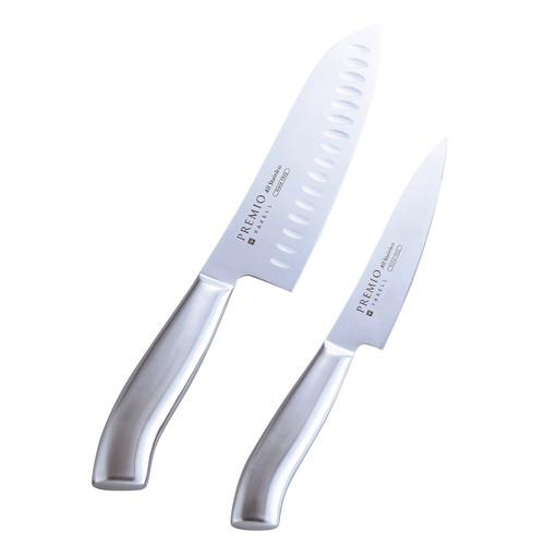 プレミオ オールステンレス ディンプル付き三徳包丁&amp;ペティナイフセット 31811(A4) ギフト包...