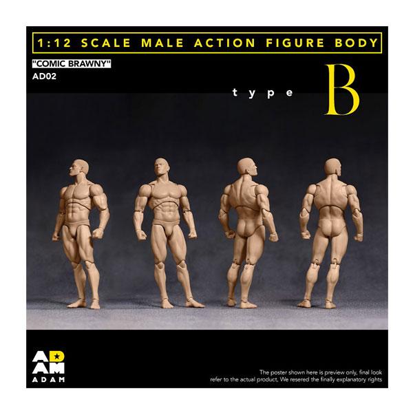 コミックブラウニー男性素体B Asian Yellow Skin 1/12 可動フィギュア ADAM...