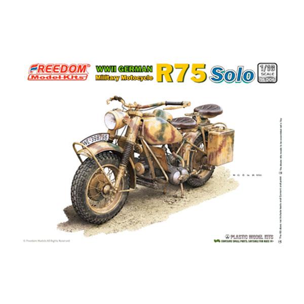 フリーダムモデルキット 1/16 WW.II ドイツ R75 オートバイ (側車なし) プラモデル ...